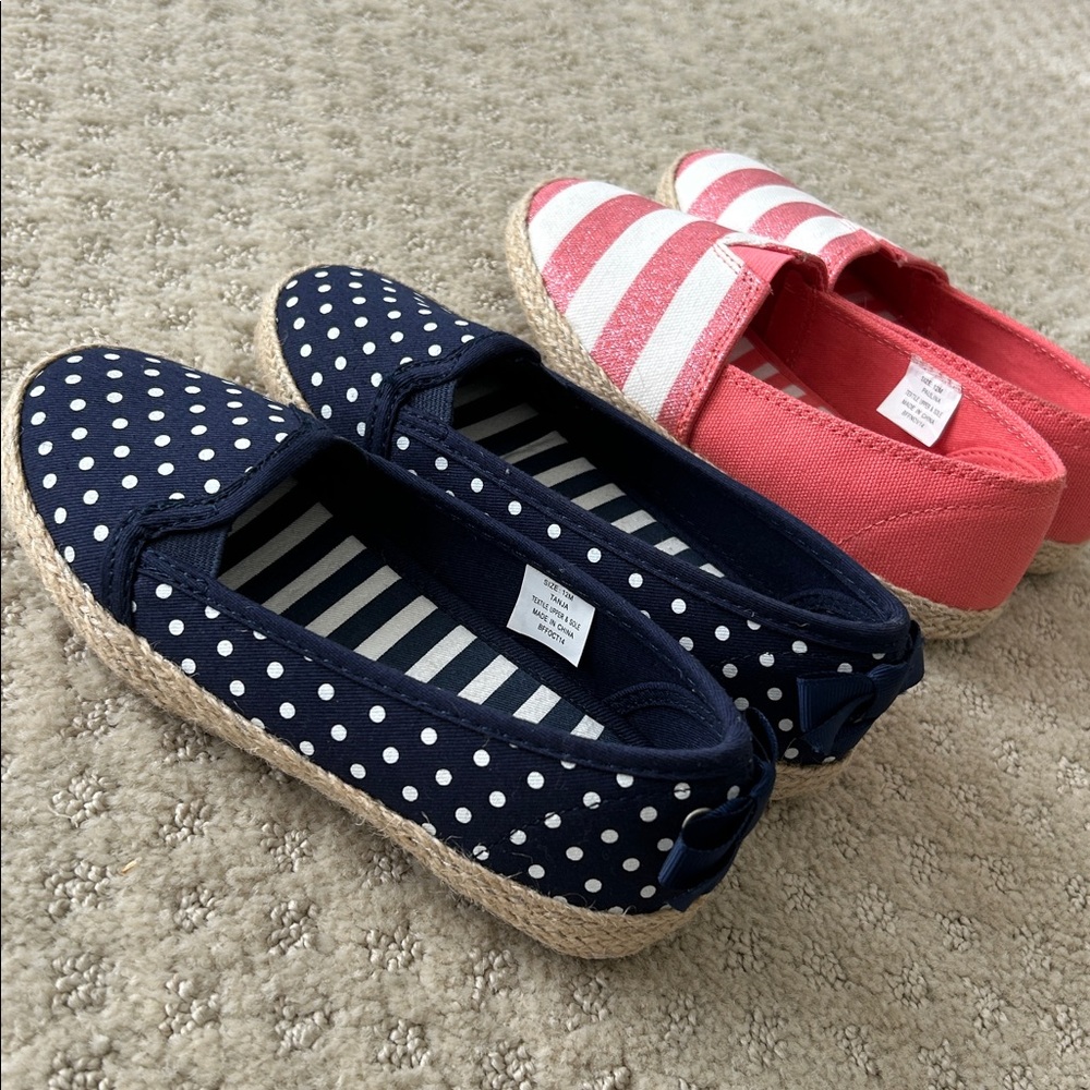 Two Pairs of Brand New Girls Slip on Espadrilles